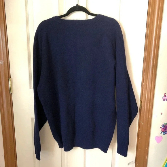 VTG Y2K100% Lambswool Geoffrey Beene Men V Neck Blue Cozy Sweater XL Stretch - Picture 2 of 4